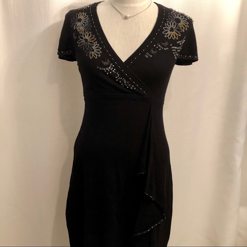 NWT Nanette Lepore size S black knit beaded dress